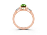 Rose gold Emerald Cut Cut Diamond Ring with Tapered Baguette Side Stones in Four-Prong Setting_3