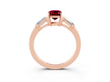 Rose gold Emerald Cut Cut Diamond Ring with Tapered Baguette Side Stones in Four-Prong Setting_3