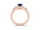 Rose gold Emerald Cut Cut Diamond Ring with Tapered Baguette Side Stones in Four-Prong Setting_3