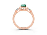 Rose gold Emerald Cut Cut Diamond Ring with Tapered Baguette Side Stones in Four-Prong Setting_3