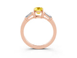 Rose gold Emerald Cut Cut Diamond Ring with Tapered Baguette Side Stones in Four-Prong Setting_3