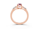 Rose gold Emerald Cut Cut Diamond Ring with Tapered Baguette Side Stones in Four-Prong Setting_3