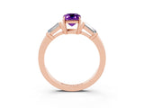 Rose gold Emerald Cut Cut Diamond Ring with Tapered Baguette Side Stones in Four-Prong Setting_3
