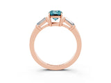 Rose gold Emerald Cut Cut Diamond Ring with Tapered Baguette Side Stones in Four-Prong Setting_3