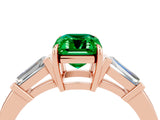 Rose gold Emerald Cut Cut Diamond Ring with Tapered Baguette Side Stones in Four-Prong Setting_4