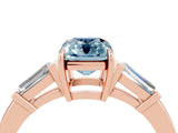 Rose gold Emerald Cut Cut Diamond Ring with Tapered Baguette Side Stones in Four-Prong Setting_4