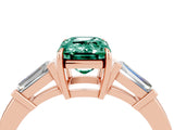 Rose gold Emerald Cut Cut Diamond Ring with Tapered Baguette Side Stones in Four-Prong Setting_4