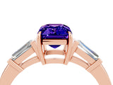 Rose gold Emerald Cut Cut Diamond Ring with Tapered Baguette Side Stones in Four-Prong Setting_4