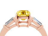 Rose gold Emerald Cut Cut Diamond Ring with Tapered Baguette Side Stones in Four-Prong Setting_4