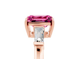 Rose gold Emerald Cut Cut Diamond Ring with Tapered Baguette Side Stones in Four-Prong Setting_5