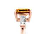 Rose gold Emerald Cut Cut Diamond Ring with Tapered Baguette Side Stones in Four-Prong Setting_5