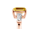 Rose gold Emerald Cut Cut Diamond Ring with Tapered Baguette Side Stones in Four-Prong Setting_5