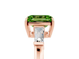 Rose gold Emerald Cut Cut Diamond Ring with Tapered Baguette Side Stones in Four-Prong Setting_5
