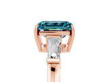Rose gold Emerald Cut Cut Diamond Ring with Tapered Baguette Side Stones in Four-Prong Setting_5