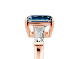Rose gold Emerald Cut Cut Diamond Ring with Tapered Baguette Side Stones in Four-Prong Setting_5