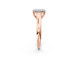 Rose gold Emerald Cut Cut Diamond Solitaire Engagement Ring with Tapered Plain Band and Four-Prong Setting_17
