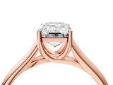 Rose gold Emerald Cut Cut Diamond Solitaire Engagement Ring with Tapered Plain Band and Four-Prong Setting_19
