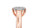 Rose gold Emerald Cut Cut Diamond Solitaire Engagement Ring with Tapered Plain Band and Four-Prong Setting_20