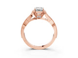 Rose gold Emerald Cut Cut Diamond Twisted Band with Milgrain Pave Setting and Four-Prong Setting_5