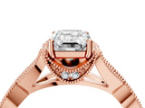 Rose gold Emerald Cut Cut Diamond Twisted Band with Milgrain Pave Setting and Four-Prong Setting_6