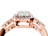 Rose gold Emerald Cut Cut Halo Diamond Infinity Band with Four-Prong Setting_13