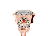 Rose gold Emerald Cut Cut Halo Diamond Infinity Band with Four-Prong Setting_14