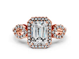 Rose gold Emerald Cut Cut Halo Diamond Infinity Band with Four-Prong Setting_9