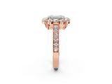 Rose gold Emerald Cut Cut Halo Diamond Pavé Engagement Ring with Milgrain Detailing_17
