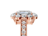 Rose gold Emerald Cut Cut Halo Diamond Pavé Engagement Ring with Milgrain Detailing_20