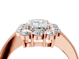 Rose gold Emerald Cut Cut Halo Diamond Pavé Engagement Ring with Milgrain Detailing_7