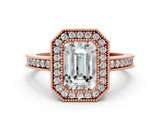Rose gold Emerald Cut Cut Halo Pavé Diamond Ring_13