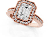Rose gold Emerald Cut Cut Halo Pavé Diamond Ring_14