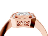 Rose gold Emerald Cut Cut Halo Pavé Diamond Ring_17