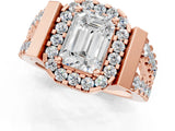 Rose gold Emerald Cut Cut Halo Split Shank Prong Set Ring_4