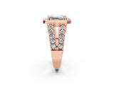 Rose gold Emerald Cut Cut Halo Split Shank Prong Set Ring_5