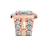 Rose gold Emerald Cut Cut Halo Split Shank Prong Set Ring_8