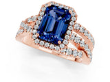 Rose gold Emerald Cut Cut Halo Split Shank Prong Setting Ring_13
