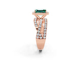 Rose gold Emerald Cut Cut Halo Split Shank Prong Setting Ring_14