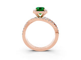 Rose gold Emerald Cut Cut Halo Split Shank Prong Setting Ring_15