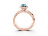 Rose gold Emerald Cut Cut Halo Split Shank Prong Setting Ring_15