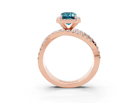 Rose gold Emerald Cut Cut Halo Split Shank Prong Setting Ring_15