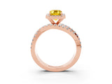 Rose gold Emerald Cut Cut Halo Split Shank Prong Setting Ring_15
