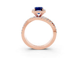 Rose gold Emerald Cut Cut Halo Split Shank Prong Setting Ring_15