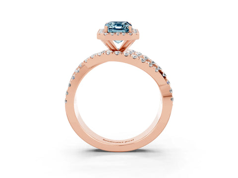 Rose gold Emerald Cut Cut Halo Split Shank Prong Setting Ring_15