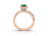 Rose gold Emerald Cut Cut Halo Split Shank Prong Setting Ring_15