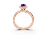 Rose gold Emerald Cut Cut Halo Split Shank Prong Setting Ring_15
