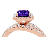 Rose gold Emerald Cut Cut Halo Split Shank Prong Setting Ring_16
