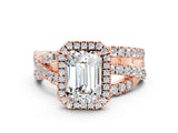 Rose gold Emerald Cut Cut Halo Split Shank Prong Setting Ring_21
