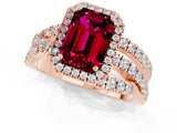 Rose gold Emerald Cut Cut Halo Split Shank Prong Setting Ring_21