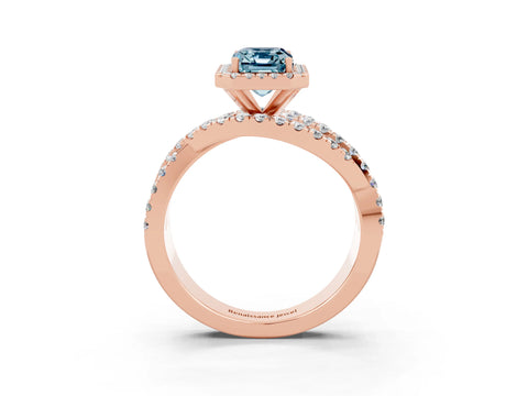 Rose gold Emerald Cut Cut Halo Split Shank Prong Setting Ring_23